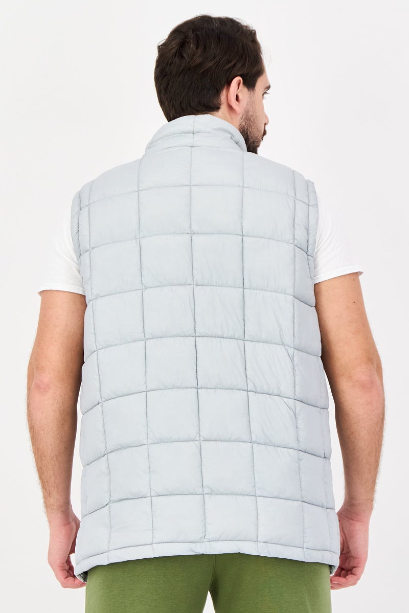 Reebok Men Sportswear Fit Sleeveless Outdoor Puffer Vest Jacket, Grey - Image 3